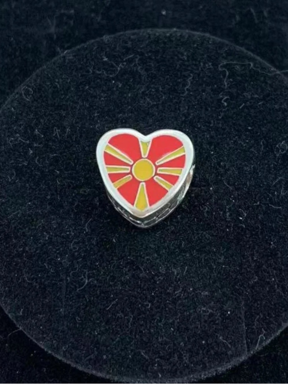 Pandora Red and Yellow Heart Enamel Charm